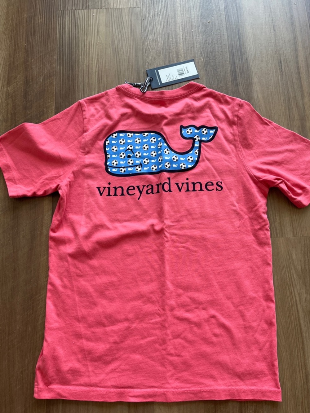 NEW Vineyard Vines Kids Coral Pink Whale Soccer Tee size S